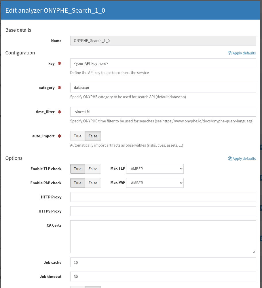 ONYPHE_Search analyzer configuration in Cortex